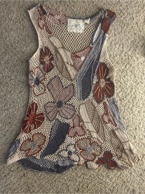 Angel Of The North Beige Mesh Tank